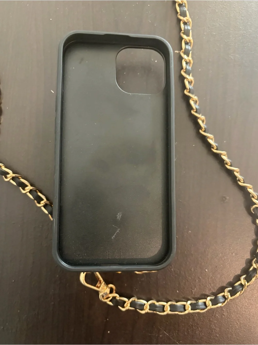 Quilted Black Crossbody Phone Case with Gold Chain Strap